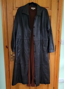 Vtg Y2K Soft Dark Brown Leather Long Coat by Higgs Leather & Sheepskins