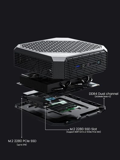 Minis Forum Hx90g Mini Gaming Pc, Amd Ryzen 9 5900hx 8 Core Cpu 32gb Ram/ 1tb Ssd With Amd Radeon Rx 6600m Mini Desktop Computer, Windows 11 Pro, Hdmi Ports X2/ Dp X2, Wifi 6e, Bt5.2, Usb 3.2 X5
