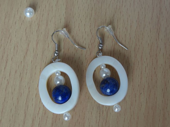 Handmade Natural lapis lazuli mother of pearl chackra Earrings