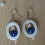 Handmade Natural lapis lazuli mother of pearl chackra Earrings Image 2