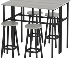 6-Piece Bar Table Set, 2 Breakfast Tables with 4 Stools, Counter Height Dining Tables & Chairs for Kitchen, Living Room, Grey