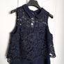 Julia Jordan Navy Blue Floral Lace Sleeveless Jumpsuit Bodysuit Wide Leg 10UK/38EU/6US Image 5