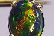 Ethiopian Black Opal 1.19 ct, S925 Silver Pendant rhodium plated