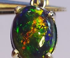 Ethiopian Black Opal 1.19 ct, S925 Silver Pendant rhodium plated