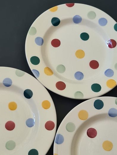 Set of 3 Emma Bridgewater Polka Dot Side Plates 17cm Vintage: two 2006, one 2007