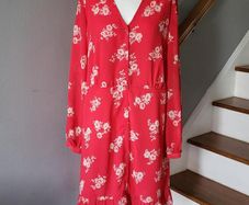 Very red floral dress, Size 20