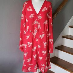 Very red floral dress, Size 20