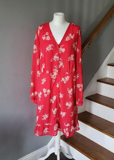 Very red floral dress, Size 20