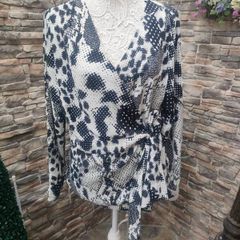 Next monochrome animal print Wrap Blouse Size 18 Postage included