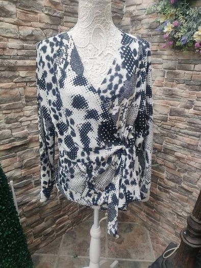 Next monochrome animal print Wrap Blouse Size 18 Postage included