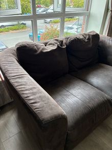 Two 2 seater couches in brown suede