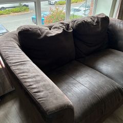 Two 2 seater couches in brown suede