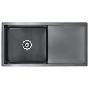 Handmade Kitchen Sink with Strainer Black Stainless Steel