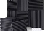 FREE EXPRESS SHIPPING Acoustic Foam Panels 24 Pack with Double-Sided Tape, Sound Proofing Panels Soundproofing Foam Sound Absorbing Panels Fireproof for Recording Studios, Offices & Home, 1