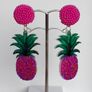 Tropical Hot Pink Seed Bead & Resin Earrings Image 5