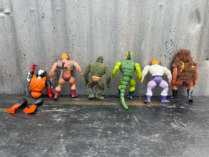 Vintage Masters of the Universe, He-man, Prince Adam, Stinker, Grizzlor, Whiplash, Mossman, c1980s