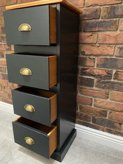 Tall Narrow 4 Drawer Chest of Drawers / Storage Unit Refinished