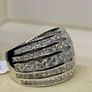 (Sz: M) White Cubic Zirconia Multi-Row Ring in Rhodium Overlay Sterling Silver Image 7