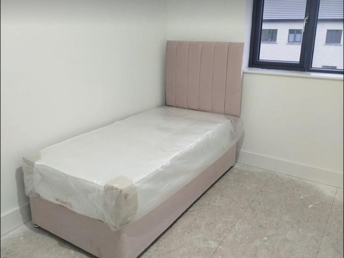 Single bed with mattress, headboard, many colors