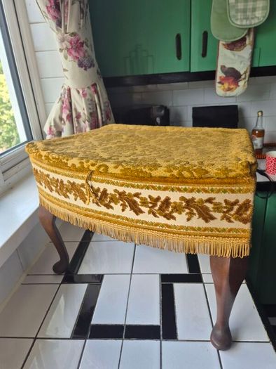 Vintage MidCentury 1950s Tapestry sewing box foorstool