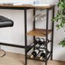 Bar table, high table, 110 x 40 x 90 cm, with holders for wine glasses and bottles, kitchen table, for living room, kitchen, industrial design, vintage brown-black Image 4