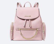 Brand New Michael Kors Jet Set Medium Backpack Light Pink Leather with Gold Chain