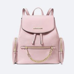 Brand New Michael Kors Jet Set Medium Backpack Light Pink Leather with Gold Chain