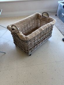 Large Wicker Storage / Log basket on Wheels