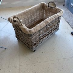 Large Wicker Storage / Log basket on Wheels