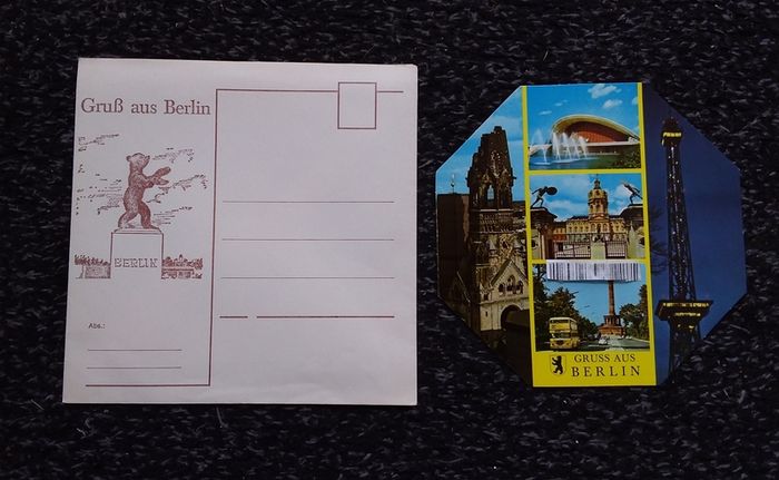 German Postcards : Grub aus Berlin - Octagonal Multi-view Postcard and Envelope..