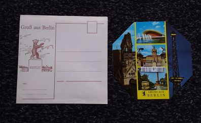 German Postcards : Grub aus Berlin - Octagonal Multi-view Postcard and Envelope..
