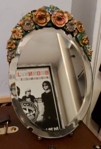 Vintage Floral bevelled table top mirror