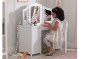 Wooden Vanity and Chair with Mirror and Storage Kids Children's Playroom/Bedroom Furniture