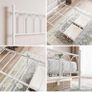 Double Metal Bed Frame 135 x 190 cm with Headboard and Footboard Heavy Duty Foundation,Metal Slat Support,White, Image 3
