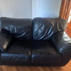 Black leather 2 seater