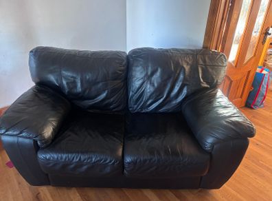 Black leather 2 seater