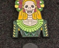 Mexican, day of the dead, pin back badge.