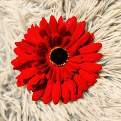 Red Gerbera Hair Clip  Bright, Bold & Versatile