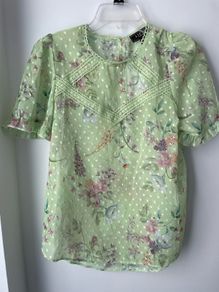 Lipsy green trim print top size 10 new