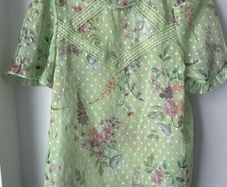 Lipsy green trim print top size 10 new