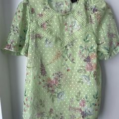 Lipsy green trim print top size 10 new