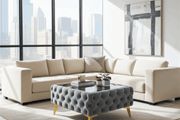 Velvet coffee table with glass