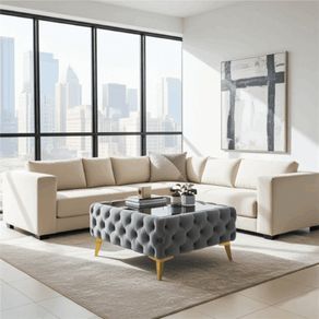 Velvet coffee table with glass