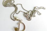 Vintage Baltic Amber Sterling Silver 925  Letter D Pendant Necklace Jewellery Length 18" - 3,1g
