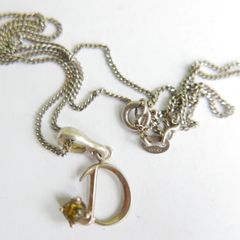 Vintage Baltic Amber Sterling Silver 925  Letter D Pendant Necklace Jewellery Length 18" - 3,1g