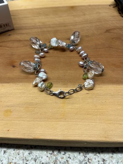 silver vintage bracelet with water pearls