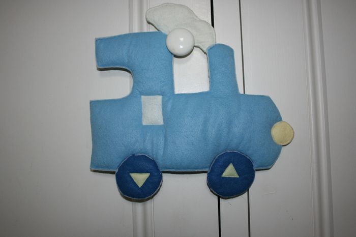 Blue and White Felt Train Decoration - Nursery, Bedroom or Playroom Wall