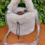 Cream Faux Fur Handbag Image 2