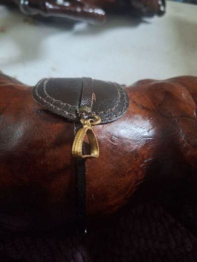 Vintage 1950s/60s Carved Wood wrapped in leather horses