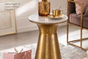 Marble Side Table with Real White Marble Top and Gold Aluminium Base 35 cm